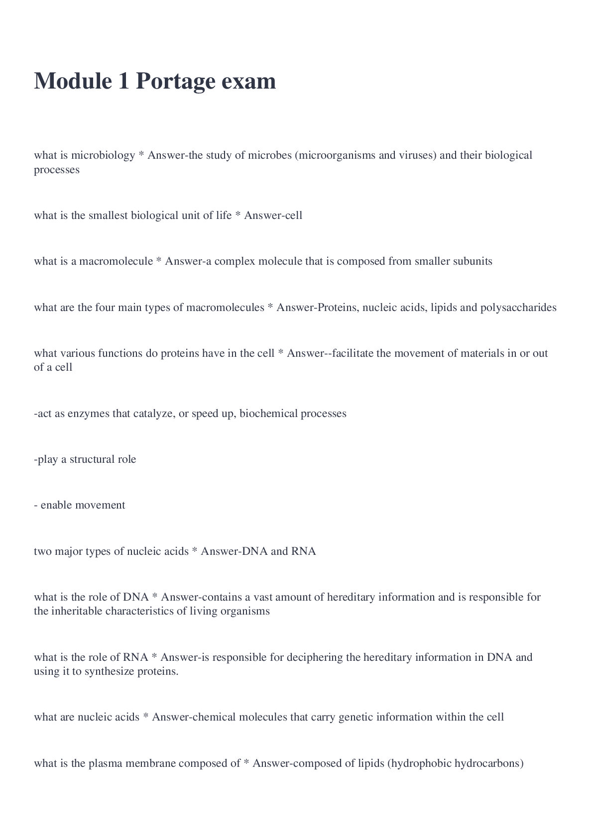 Preview image of Module 1 Portage exam document